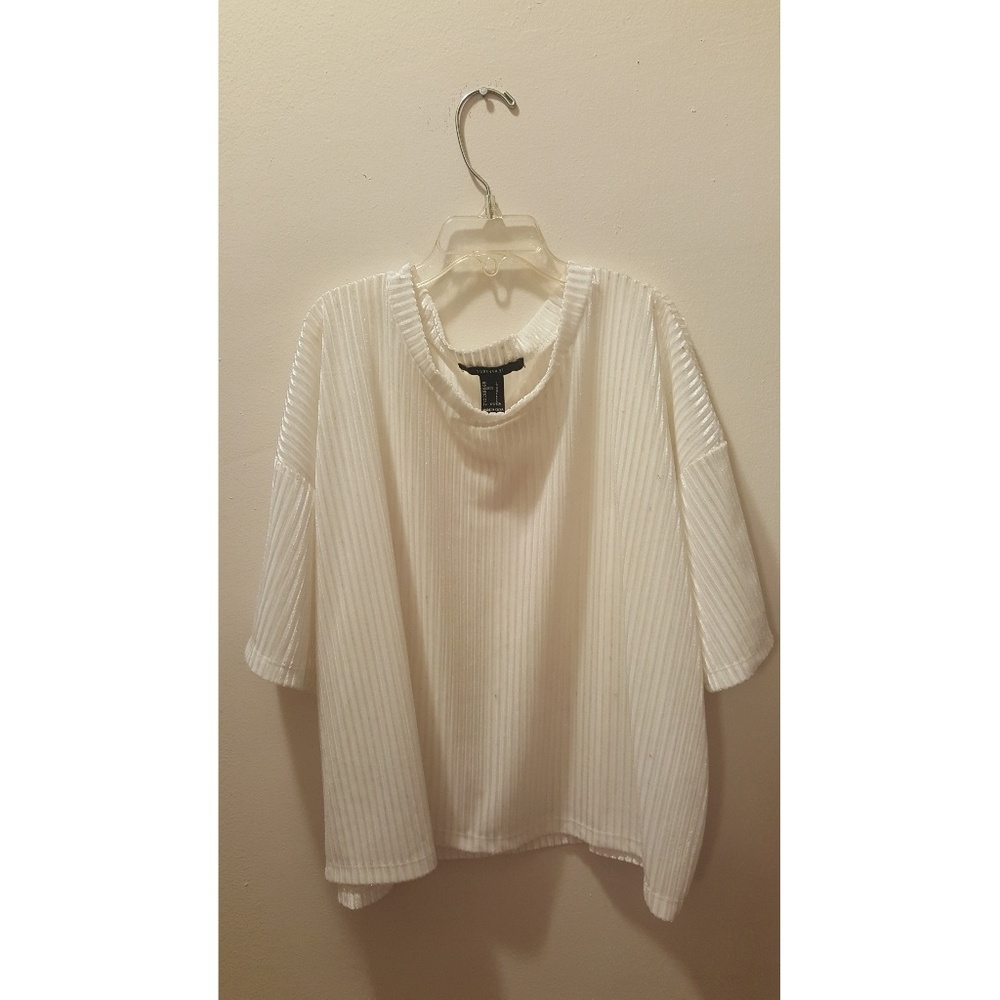White Velvet Ribbed Top
